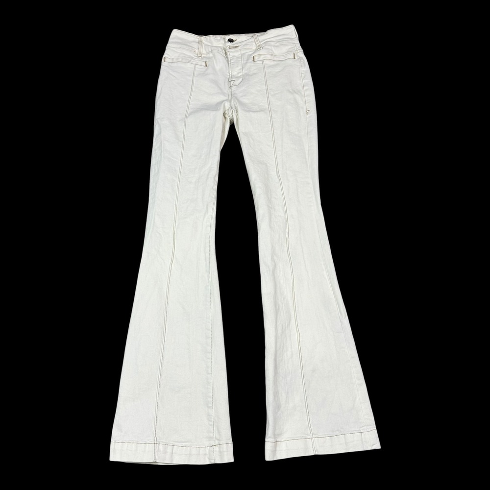 FRAME Le High Flare White Cotton Blend Flared Pants Women's 29 (Fits 28x33 5/8)